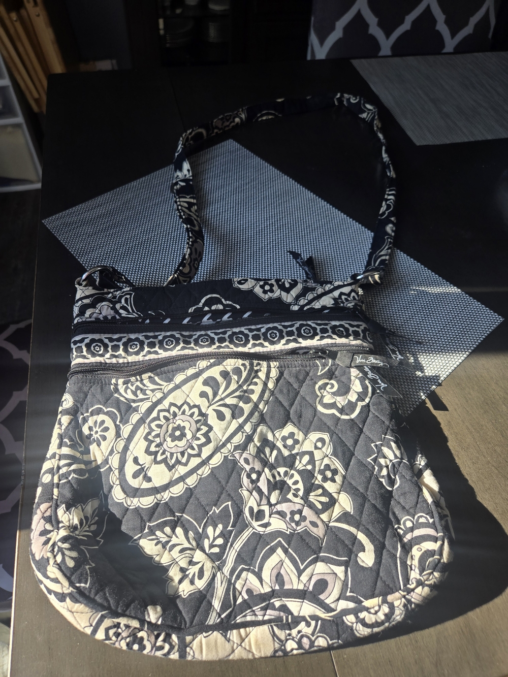 Vera Bradley Black & Cream Quilted Floral Crossbody
